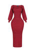 Heather Ribbed Knit Dress With Bolero SET